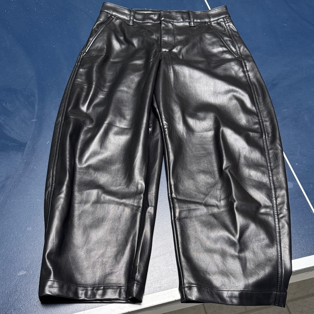 Gap barrel vegan leather jeans. 2P